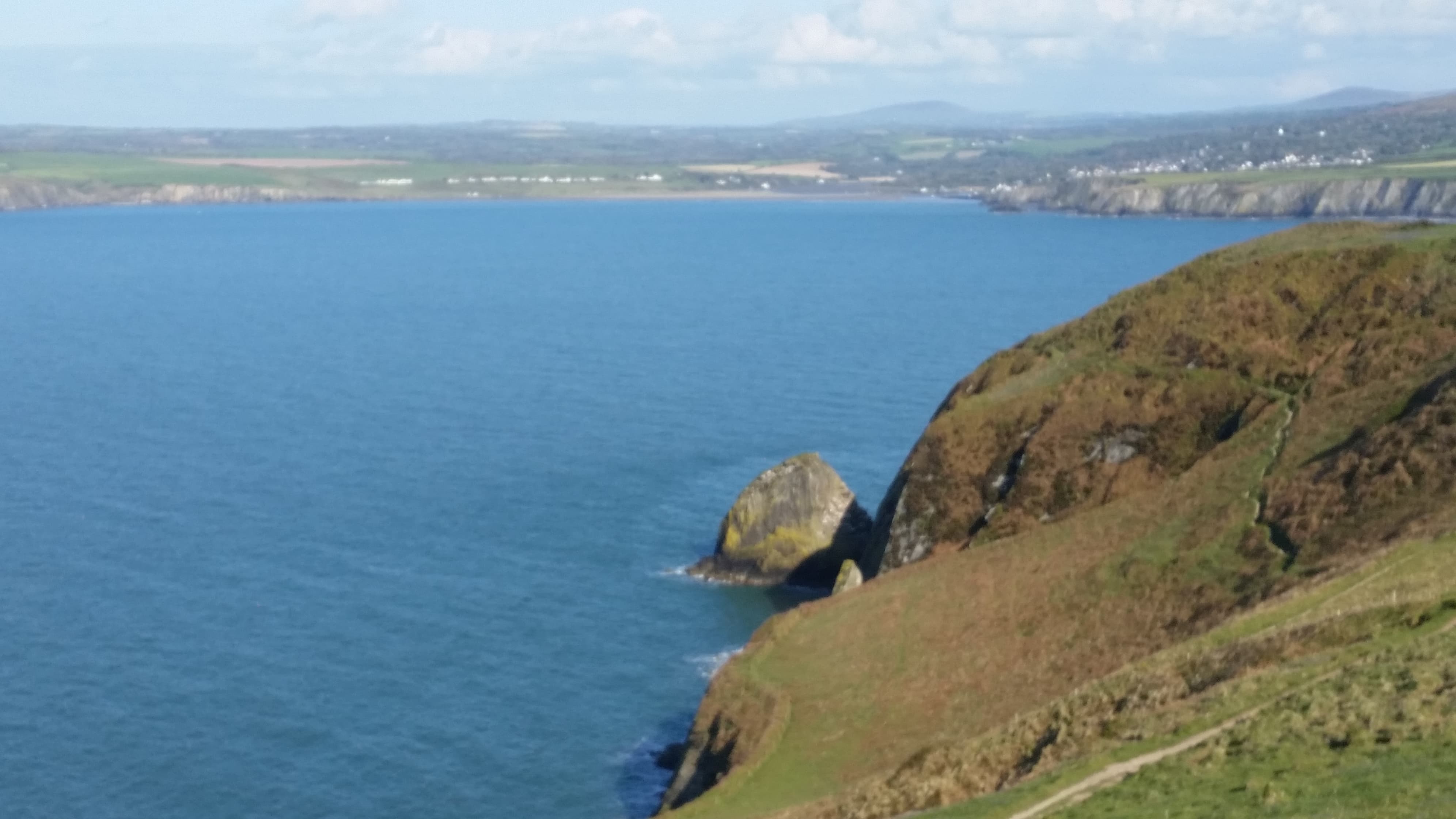 Stunning view across Cardigan Bay from Dinas Head cliff footpath