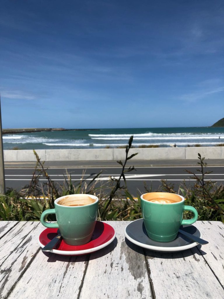 companionship - coffee by a beautiful ocean